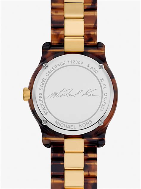 michael kors runway twist gold tone tortoise acetate watch|Michael Kors Women's Runway Gold.